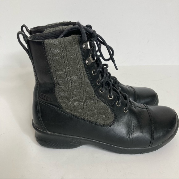 KEEN Bern Baby Bern Lace Up Leather Boots 8.5 Black Gray Comfort Prairie Western - Picture 4 of 15